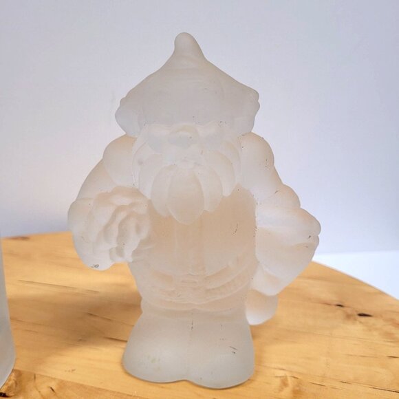 Frosted Glass Victorian House Candle Holder and Santa Claus Set 2 Votive 5.5'' - Picture 4 of 7